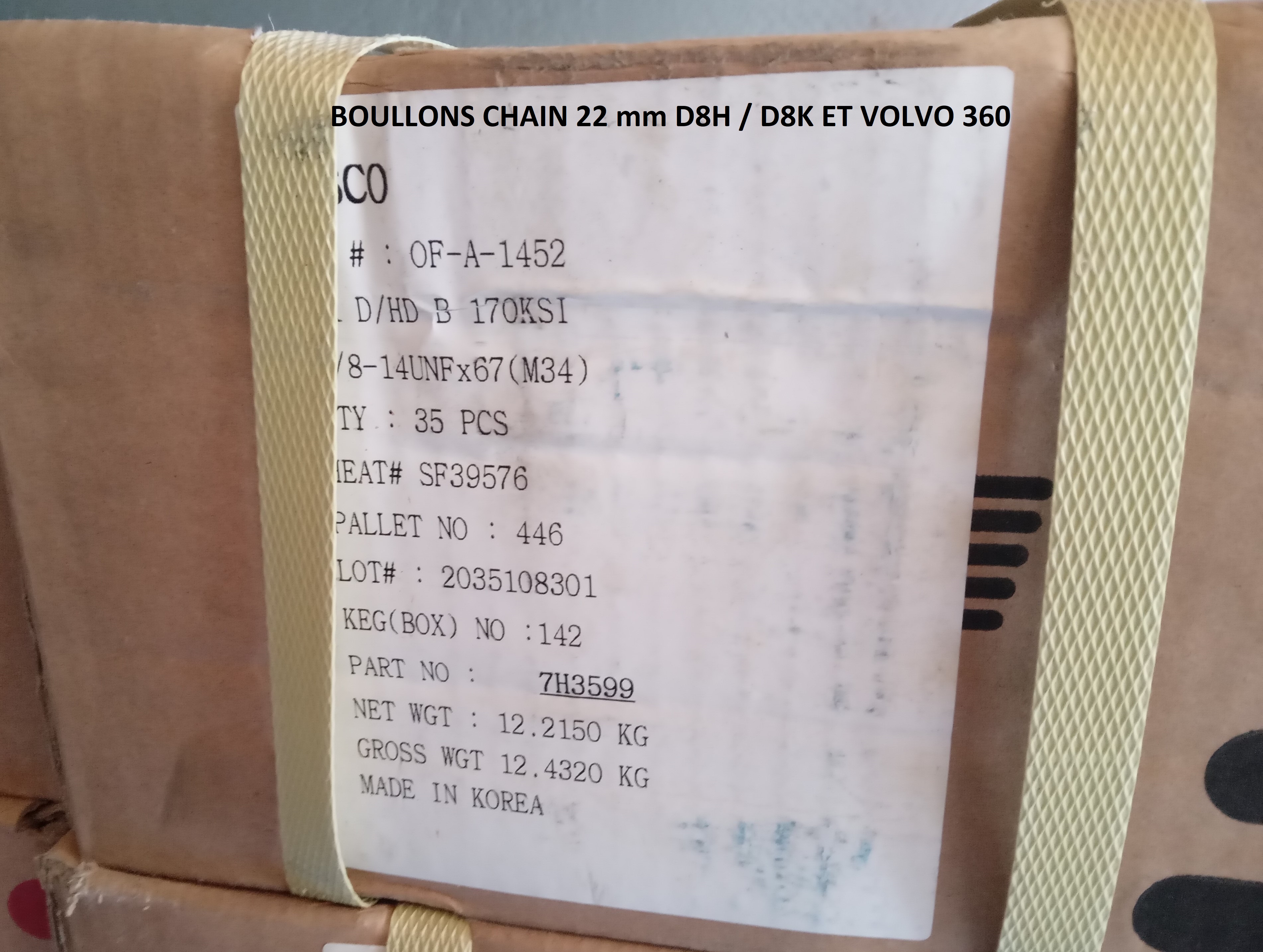 BOULONS 22 MM CHAIN D8H ET K VOLVO EC360C